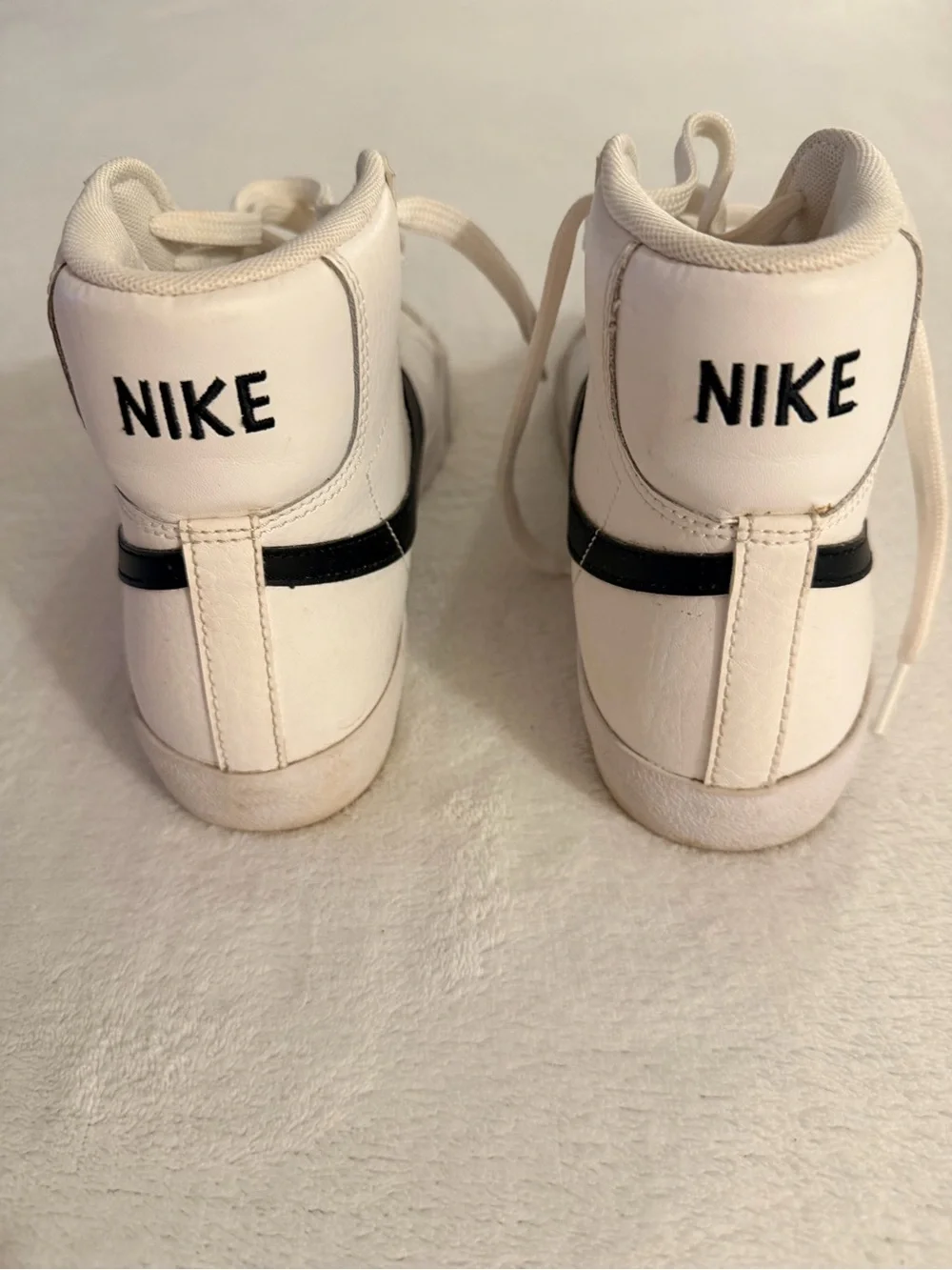 Nike Blazer Mid’77 High-Top Sneakers in White, Black and Cream